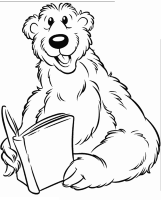 A coloring page of bear in the big blue house